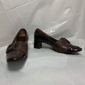 JOYCE California Dark Brown Heeled Loafer size 7-1/2